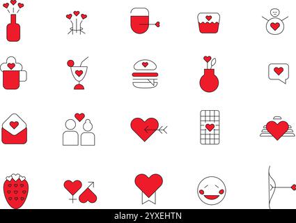 Valentine day care and love icon set Stock Vector