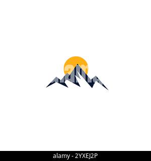 Mountain Sun Logo vector Illustration. Sun Mountain Icon Stock Vector