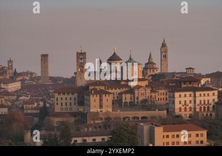 Bergamo upper cityscape from San Vigilio, Lombardy, Italy Stock Photo