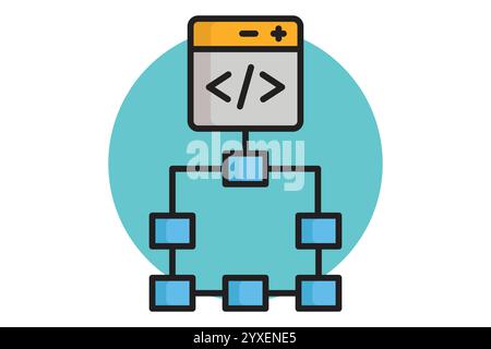 Framework icon. colored outline icon style. icon related to IT architecture. network elements vector illustration Stock Vector