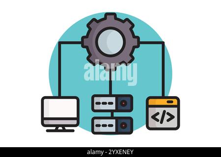 IT infrastructure icon. colored outline icon style. icon related to technology. IT architecture elements vector illustration Stock Vector