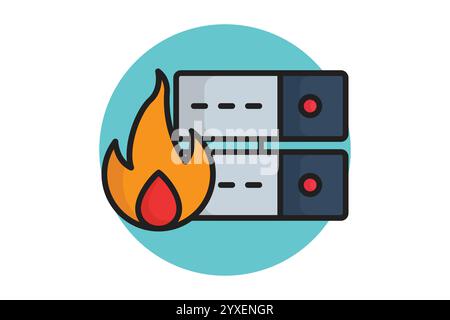Firewall icon. colored outline icon style. icon related to server firewall. IT architecture elements vector illustration Stock Vector