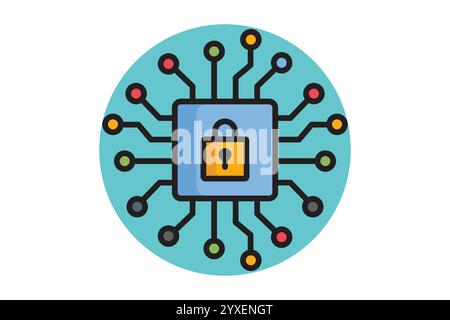 Security icon. colored outline icon style. icon related to network security, IT. network elements vector illustration Stock Vector