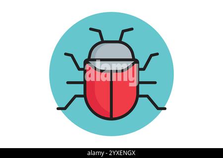 Bug icon. colored outline icon style. icon related to IT. IT architecture elements vector illustration Stock Vector