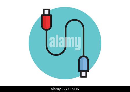 Cable icon. colored outline icon style. icon related to technology. IT architecture elements vector illustration Stock Vector