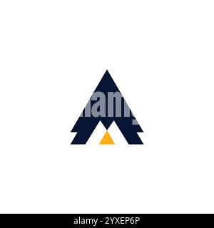 Letter AM Pine Logo Design. M Icon Stock Vector