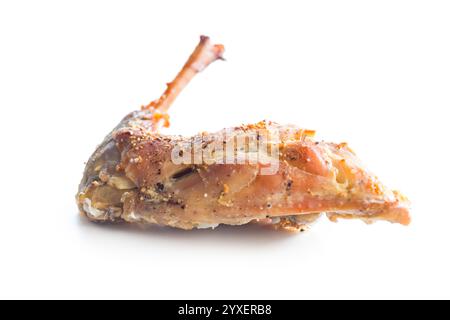 Roasted rabbit leg isolated on a white background. Stock Photo