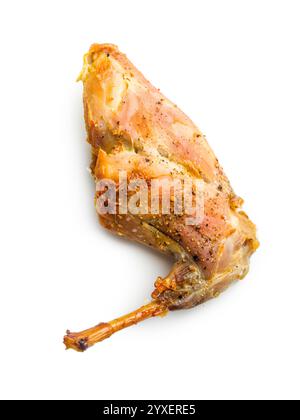 Roasted rabbit leg isolated on a white background. Stock Photo