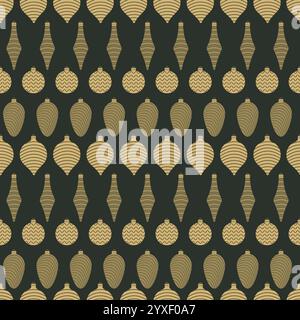 Seamless pattern with christmas balls on dark background. Vector illustration Stock Vector