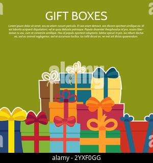 Background with a colorful gift boxes. Vector illustration. Stock Vector