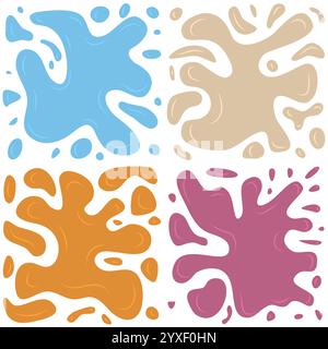 Set of four multi color splashes on a white background. Vector illustration Stock Vector