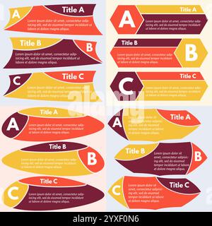 Four sets of three elements of infographic design. Step by step infographic design template. Vector illustration Stock Vector