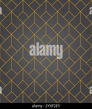 Pattern Golden Colors Art Deco Style Network Decorative Ornament - Golden Colors on Black Background Stock Vector