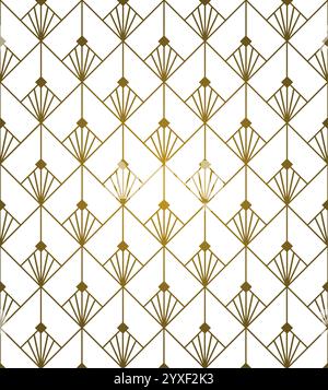Pattern Golden Colors Art Deco Style Network Decorative Ornament on White Background Stock Vector