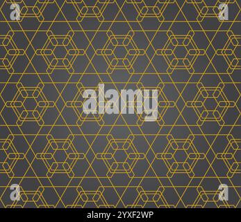 Pattern Golden Colors Art Deco Style Network Decorative Ornament - Golden Colors on Black Background Stock Vector