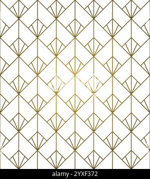 Pattern Golden Colors Art Deco Style Network Decorative Ornament on White Background Stock Vector