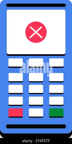 Payment Terminal With Error Message In Flat Vector Illustration Symbolizing Failed Payment And Financial Transaction Issues, Isolated On White Stock Vector