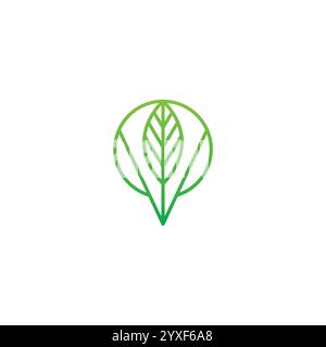 Leaf Line Art Logo Design. V leaf Logo Stock Vector