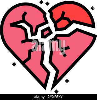 broken heart fracture line icon vector illustration Stock Vector Image ...