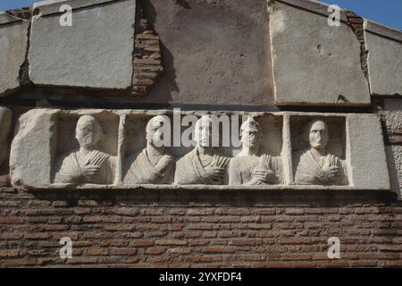 Roman Art. The Appian Way (Via Apia).  Funeray monument.  Ilario Fusto tomb.  Rome. Italy. Stock Photo