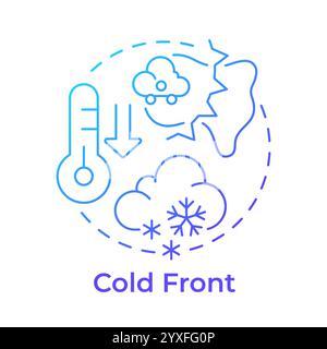 Cold front blue gradient concept icon Stock Vector