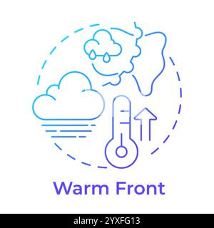 Warm front blue gradient concept icon Stock Vector