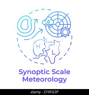 Synoptic scale meteorology blue gradient concept icon Stock Vector