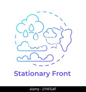 Stationary front blue gradient concept icon Stock Vector
