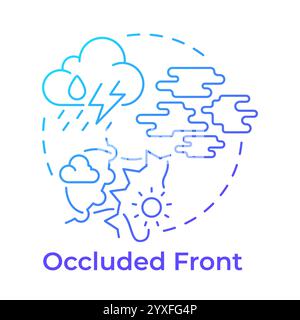 Occluded front blue gradient concept icon Stock Vector