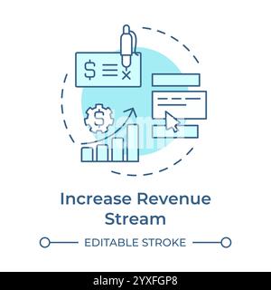 Increase revenue steam soft blue concept icon Stock Vector