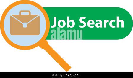 green job search simple button. cartoon minimal hiring logotype graphic color badge design isolated on white. concept of find digital cv or resume Stock Vector