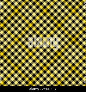 Yellow black lumberjack plaid pattern. Vector fashion print design. Seamless plaid pattern texture. Classic style tartan check background. Stock Vector