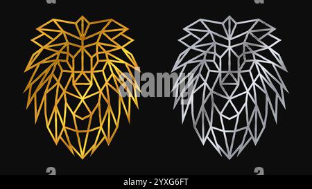 Lion head logo. Polygon pattern. Line art. Vector illustration EPS10 Stock Vector