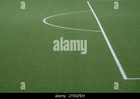 Partial image of green artificial turf in sports stadium Stock Photo