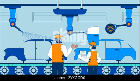 Manufacturing automobile industry flat illustration Stock Vector