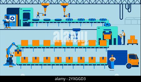 Automotive parts manufacturer flat illustration Stock Vector