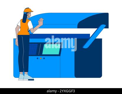 Industrial manufacturing press cartoon flat illustration Stock Vector