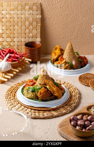 Nasi Tumpeng or Cone Shaped Yellow Rice Traditional Food from Indonesia ...