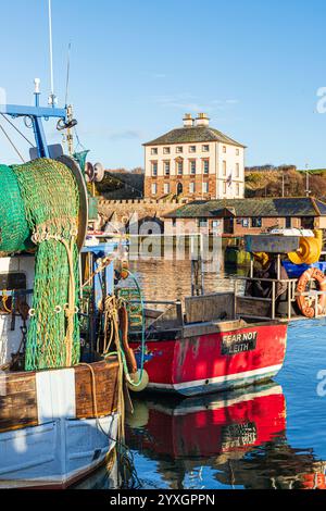 18th century Gunsgreen House viewed across the harbour at Eyemouth, Berwickshire, Scottish Borders, Scotland UK Stock Photo