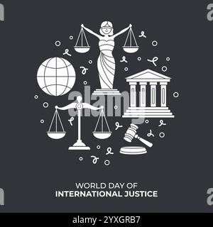 World Day of International Justice sign or symbol with line art style Stock Vector