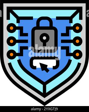 cybersecurity shield data center color icon vector illustration Stock ...