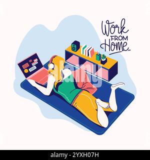 Worker and businessman work from home activity Stock Vector