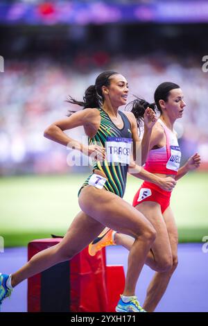 Adelle Tracey participating in the 800 meters  at the Paris 2024 Olympic Games. Stock Photo