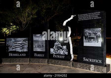 Veterans Memorial Park at night.  Port St. Lucie, Florida, USA Stock Photo