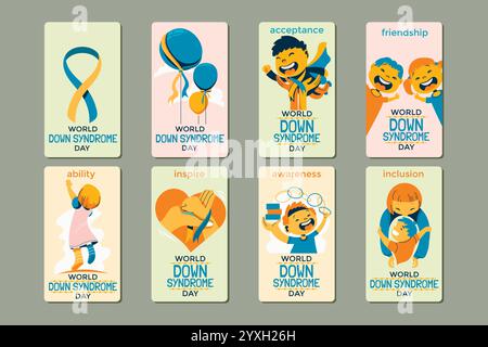 World Down Syndrome Day Concept Social Media Story Vector Illustration Stock Vector