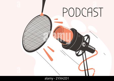 Illustration about podcasting. Podcast equipment Stock Vector