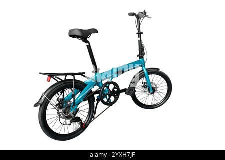 Folding compact bike. Close-up. Isolated on white background. Stock Photo