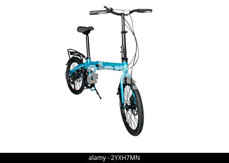 Folding compact bike. Close-up. Isolated on white background. Stock Photo
