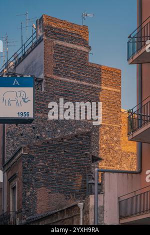 The typical unfinished walls of Catania a complex of expressive substances; 2024, Sicily, Italy. Stock Photo