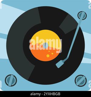 adapter, turntable, vinyl record - vector icon  Stock Vector